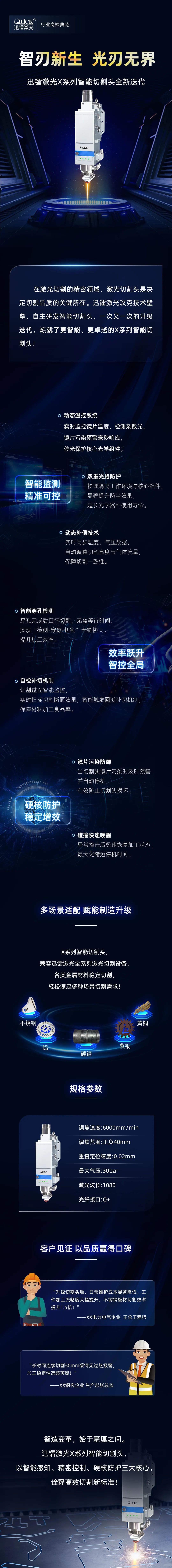 迅鐳激光X系列智能切割頭 | 三重技術矩陣，開啟高效切割新紀元！(圖2)